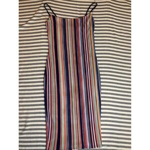Olive Tree Multicolor Stripe Maxi‎ Slip Dress Spaghetti Strap M